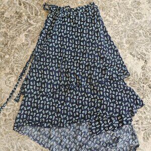 Blue Floral Wrap Skirt